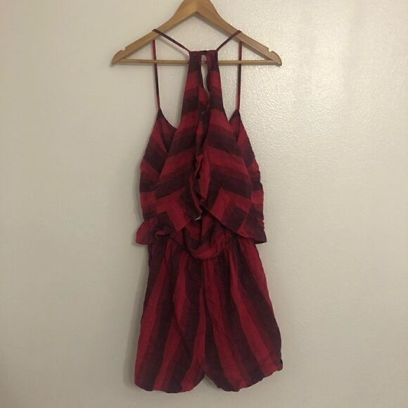 NWT ANTHROPOLOGIE Amadi Striped Linen Shorts Romper - Picture 4 of 14